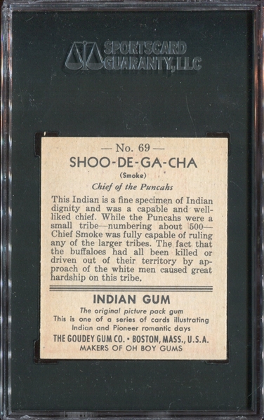 R773 Goudey Indian Gum #69 SHOO-DE-GA-CHA SGC84 NM