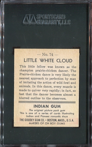 R773 Goudey Indian Gum #74 Little White Cloud SGC82 EX/MT+