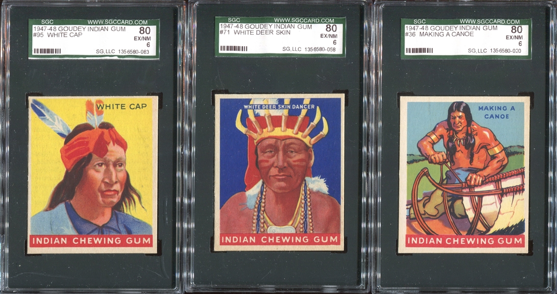 R773 Goudey Indian Gum Lot of (3) SGC80 EX/MT Cards