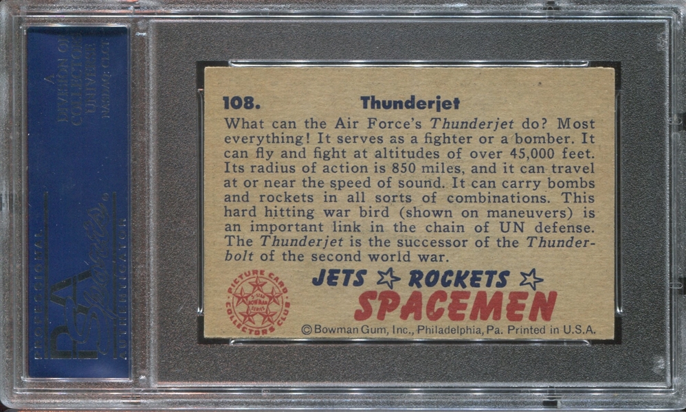 1951 Bowman Jets, Rockets and Spacemen #108 Thunderjet PSA6 EX-MT