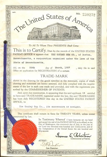 Goudey Patent for Goldenfruit Product