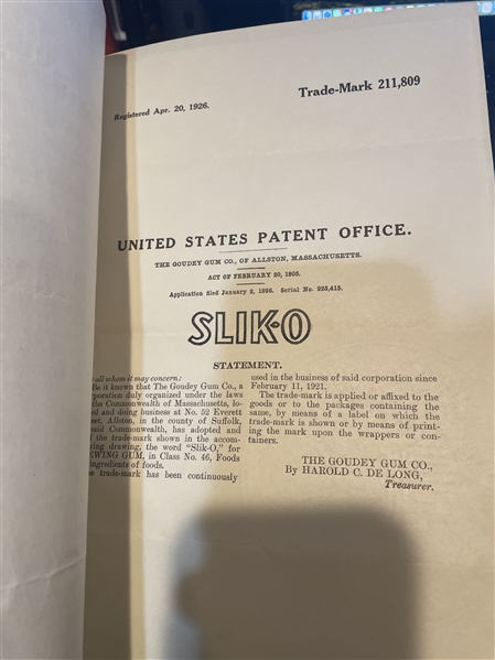 Goudey Patent and Original Artwork For Slik-O Product