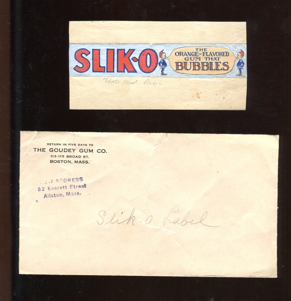 Goudey Patent and Original Artwork For Slik-O Product