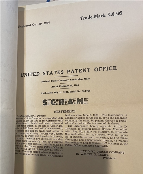 Goudey Trade-Mark and Renewal for Scram Product With File Paperwork