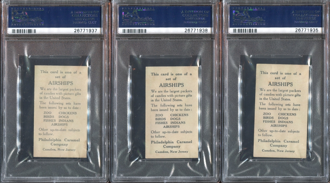 E40 Philadelphia Caramel Airships Complete PSA-Graded Set of (15) Cards - #2 All-Time Equivalent