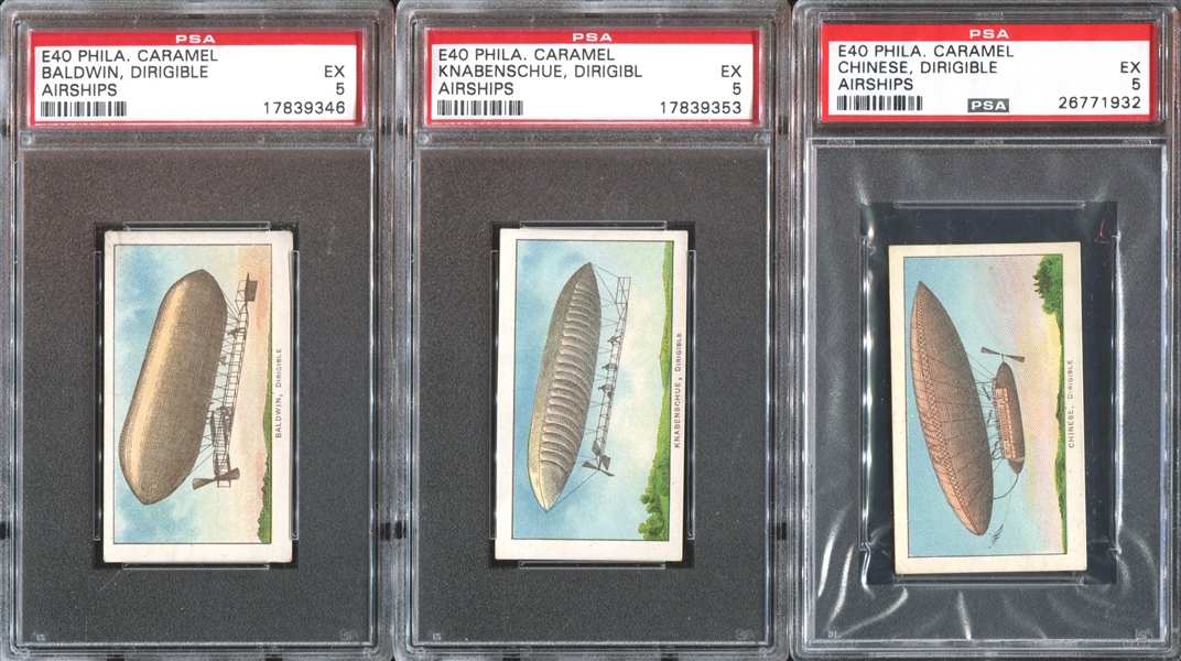 E40 Philadelphia Caramel Airships Complete PSA-Graded Set of (15) Cards - #2 All-Time Equivalent