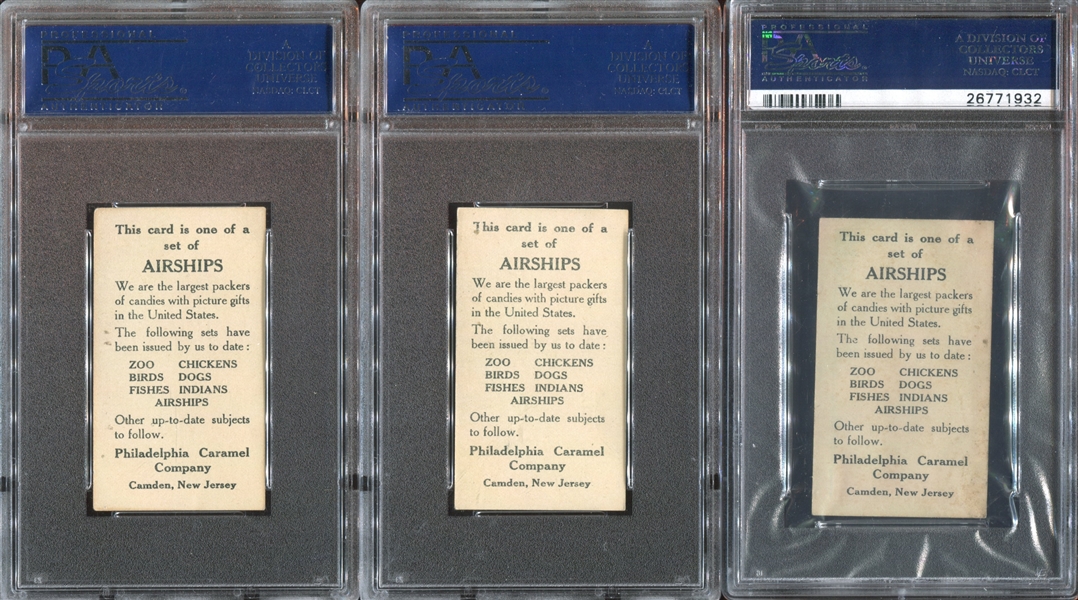 E40 Philadelphia Caramel Airships Complete PSA-Graded Set of (15) Cards - #2 All-Time Equivalent