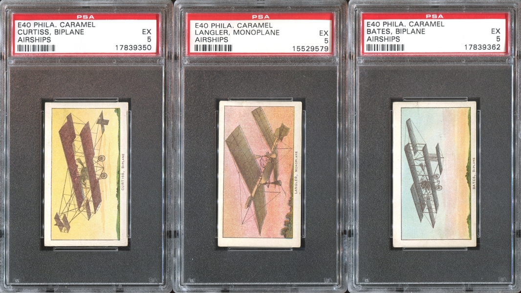 E40 Philadelphia Caramel Airships Complete PSA-Graded Set of (15) Cards - #2 All-Time Equivalent