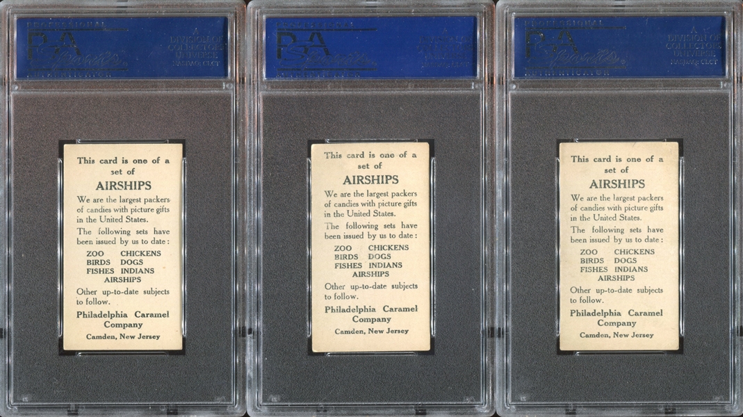 E40 Philadelphia Caramel Airships Complete PSA-Graded Set of (15) Cards - #2 All-Time Equivalent