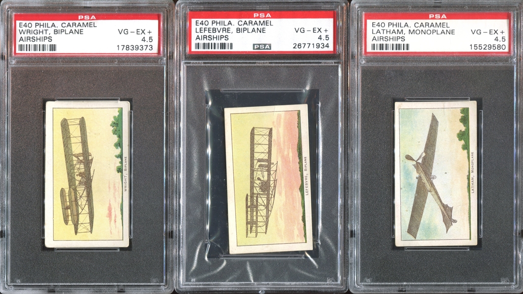 E40 Philadelphia Caramel Airships Complete PSA-Graded Set of (15) Cards - #2 All-Time Equivalent