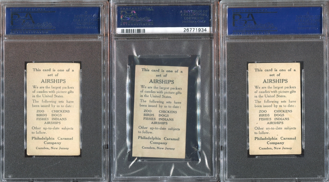 E40 Philadelphia Caramel Airships Complete PSA-Graded Set of (15) Cards - #2 All-Time Equivalent