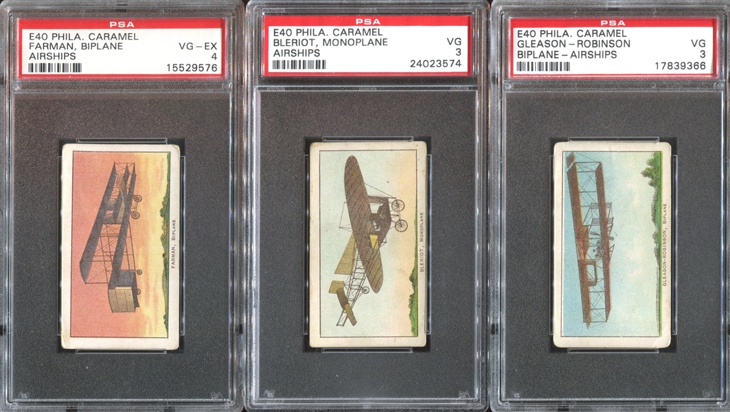 E40 Philadelphia Caramel Airships Complete PSA-Graded Set of (15) Cards - #2 All-Time Equivalent