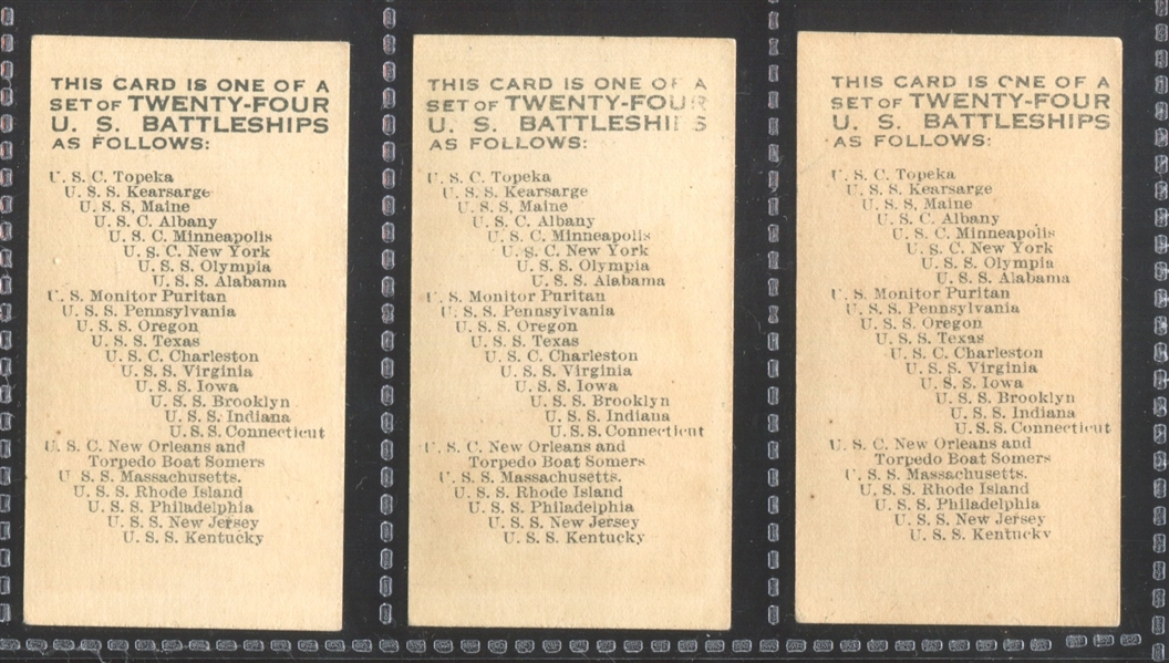 E8 American Caramel U.S. Battleships Lot of (5) High Grade Cards