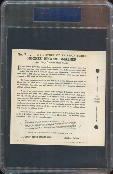 R65 Goudey History of Aviation Complete Set of (10) With Almost All PSA-Graded