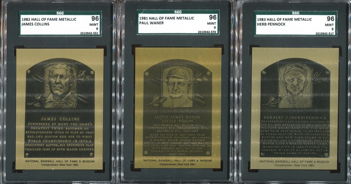 1982 Hall of Fame Metallic Cards Lot of (10) SGC-Graded Cards