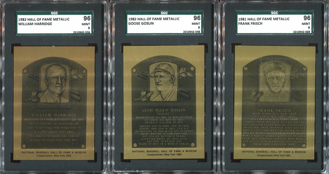 1982 Hall of Fame Metallic Cards Lot of (10) SGC-Graded Cards