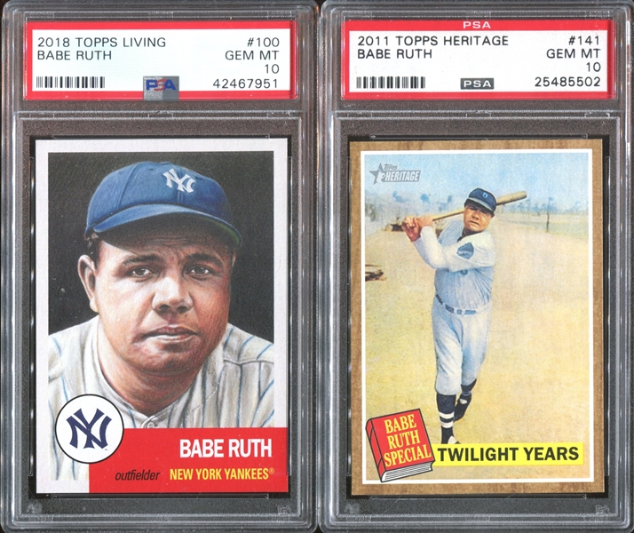 2000's Babe Ruth Lot of (4) PSA10 Gem Mint Graded Cards