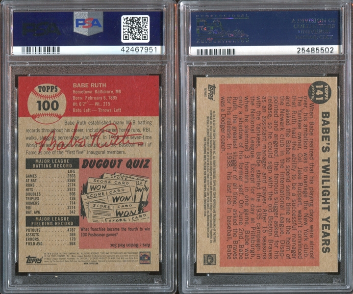 2000's Babe Ruth Lot of (4) PSA10 Gem Mint Graded Cards