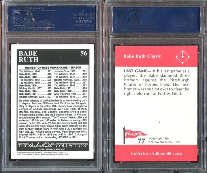 2000's Babe Ruth Lot of (4) PSA10 Gem Mint Graded Cards