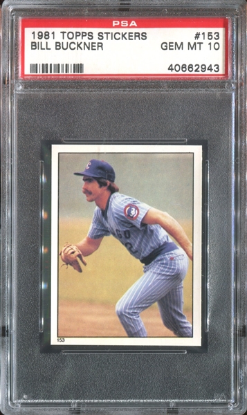 1981 Topps Stickers #153 Bill Buckner PSA10 Gem Mint