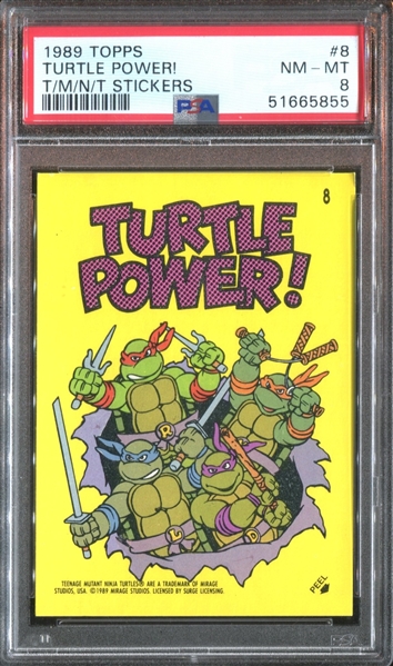 1989 Topps T/M/N/T Stickers #8 Turtle Power! PSA8 NM-MT