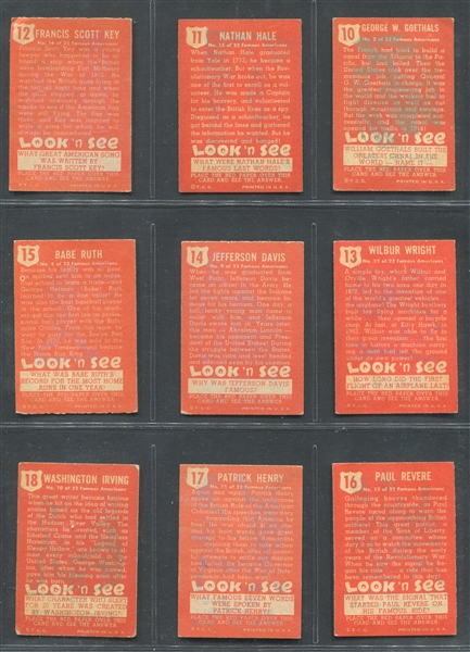 1952 Topps Look 'N See Complete Set of (135) Cards