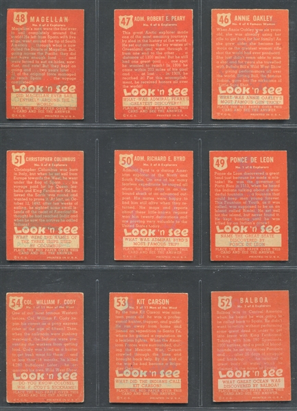 1952 Topps Look 'N See Complete Set of (135) Cards