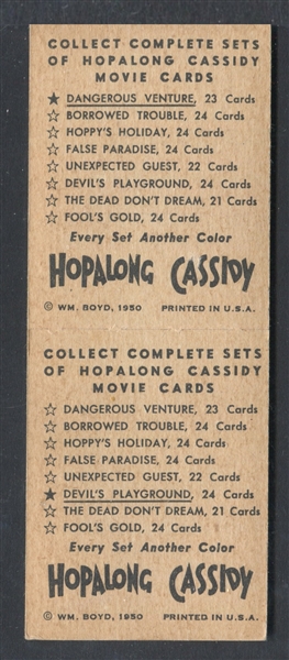 1950 Topps Hopalong Cassidy Silver Foil Uncut Panel