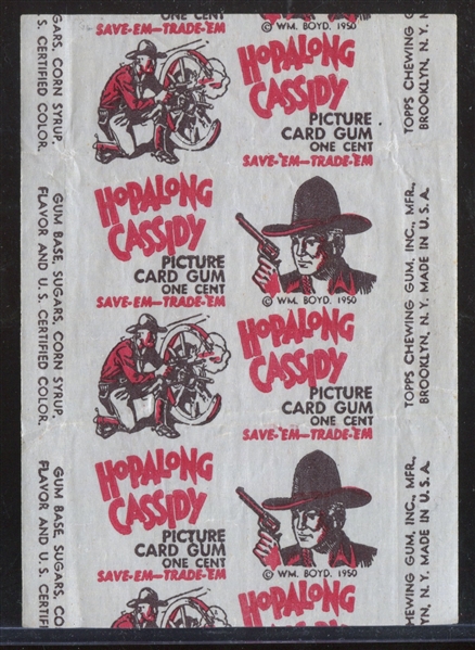 1950 Topps Hopalong Cassidy White One Cent Wrapper