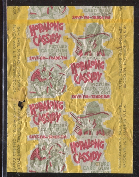 1950 Topps Hopalong Cassidy Yellow One Cent Wrapper