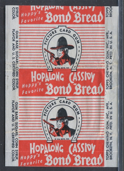 1950 Topps/Bond Bread Hopalong Cassidy Red One Cent Wrapper