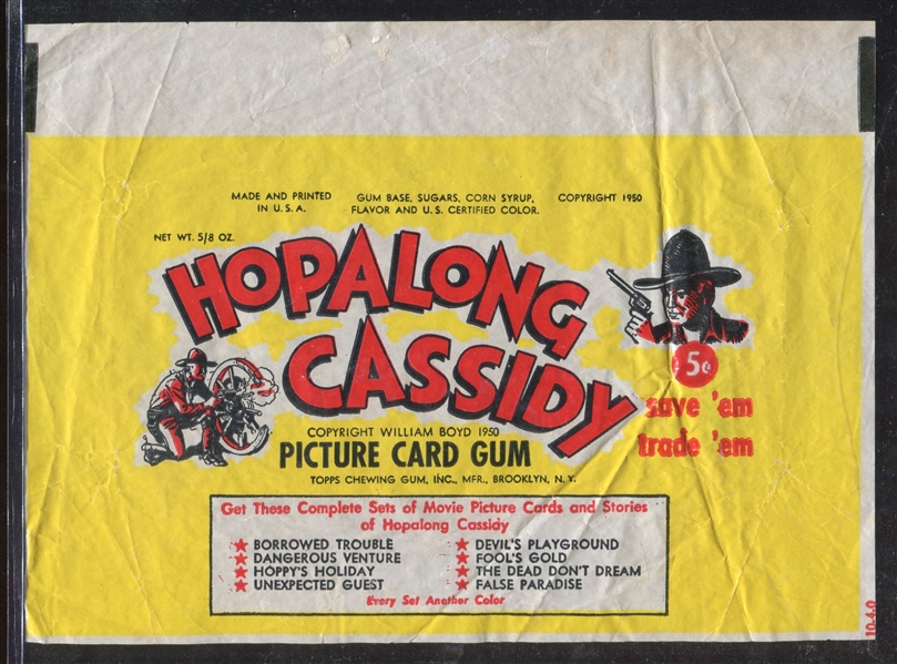 1950 Topps Hopalong Cassidy Panels Yellow Five Cent Wrapper