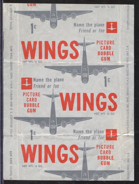 1952 Topps Wings One Cent Wrapper