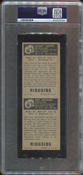 1951 Topps Ringside Boxing Panel #10/16 PSA6 EX-MT