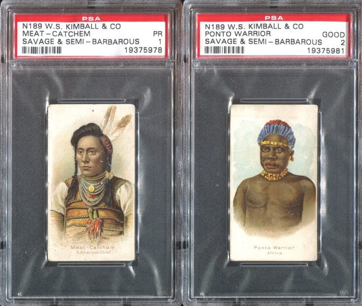 N189 W.S. Kimball Savage & Semi-Barbarous Chiefs Lot of (2) PSA-Graded Cards