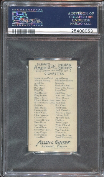 N2 Allen & Ginter American Indian Chiefs Grey Eagle PSA4 VG-EX