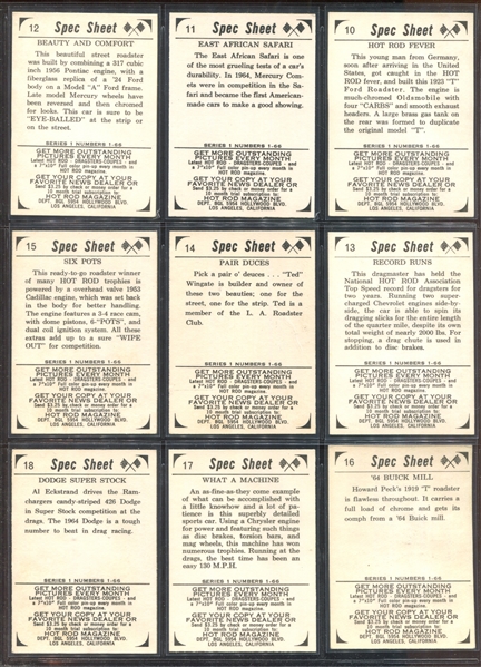 1965 Donruss Spec Sheet Complete Set of (66) Cards