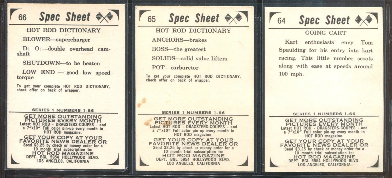 1965 Donruss Spec Sheet Complete Set of (66) Cards