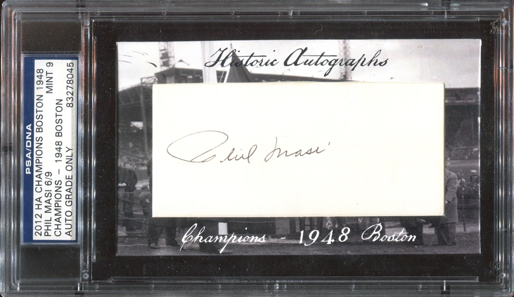 2012 Historic Autographs Phil Masi - 1948 Boston Champions PSA/DNA Mint 9