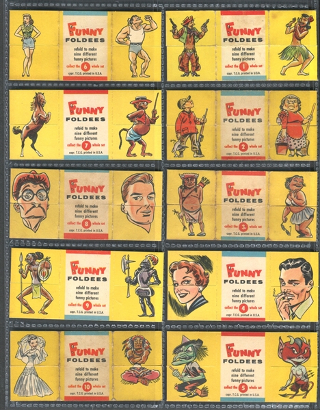 1955 Topps Funny Foldees Near Set of (50/66) Cards