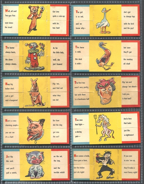 1955 Topps Funny Foldees Near Set of (50/66) Cards