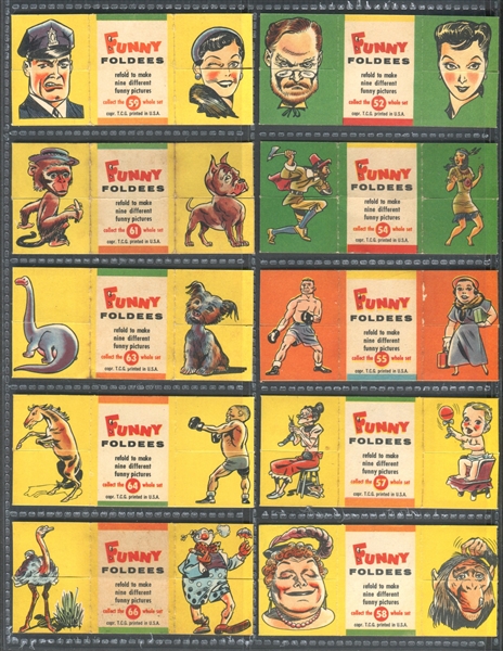 1955 Topps Funny Foldees Near Set of (50/66) Cards