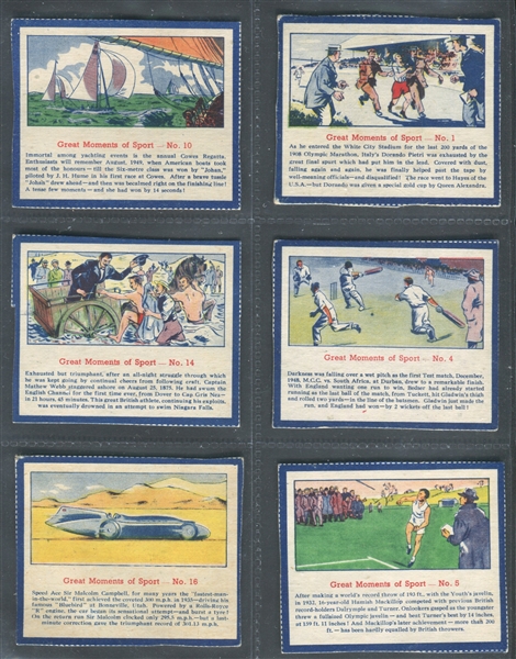 1961 Quaker Oats Great Moments of Sports Lot of (17) Cards