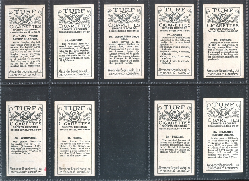 1925 Boguslavsky Sports Records (2nd Series) Partial Set of (23/25) Cards