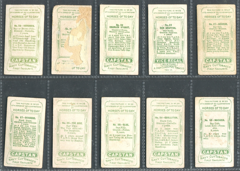 1906 Will's Horses of Today Near Set of (43/50) Cards