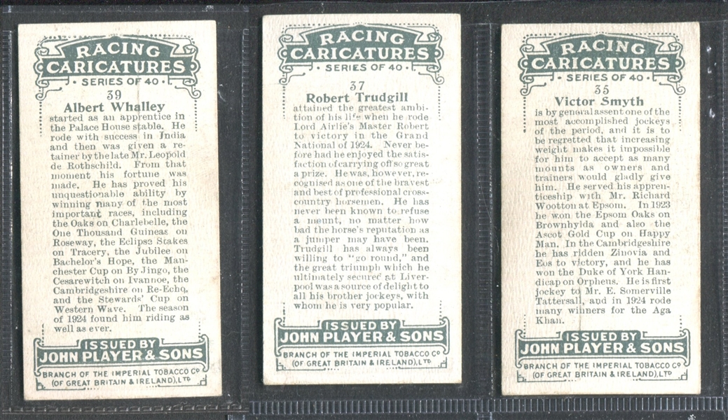 1925 John Player & Sons (UK) Racing Caricatures Partial Set of (23/40) Cards