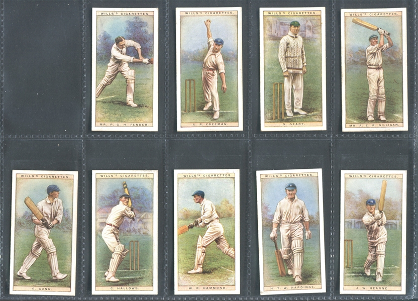 1929 Will's (UK) Cricketers of 1928 Near set of (48/50) Cards