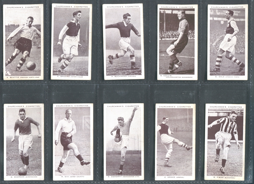 1938 Churchman (UK) Association Footballers (Series 1) Near Set of (39/50) Cards