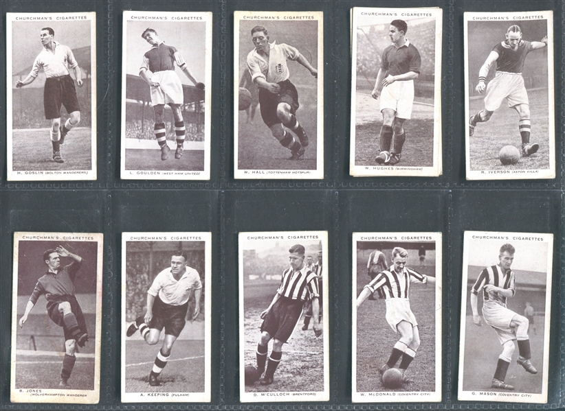 1938 Churchman (UK) Association Footballers (Series 1) Near Set of (39/50) Cards