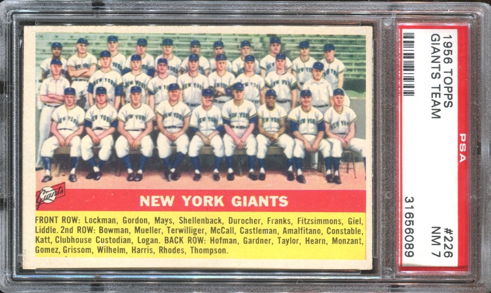 1956 Topps New York Giants Team #226 PSA7 NM